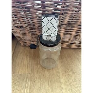 Vintage Androck Nut Chopper Spice Kitchen Glass Metal Jar Antique Rusty Prim